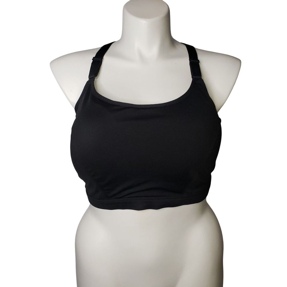 LIVI Active Sports Bra Womens 26 Black Mesh Back Adjustable Straps Plus Size Gym